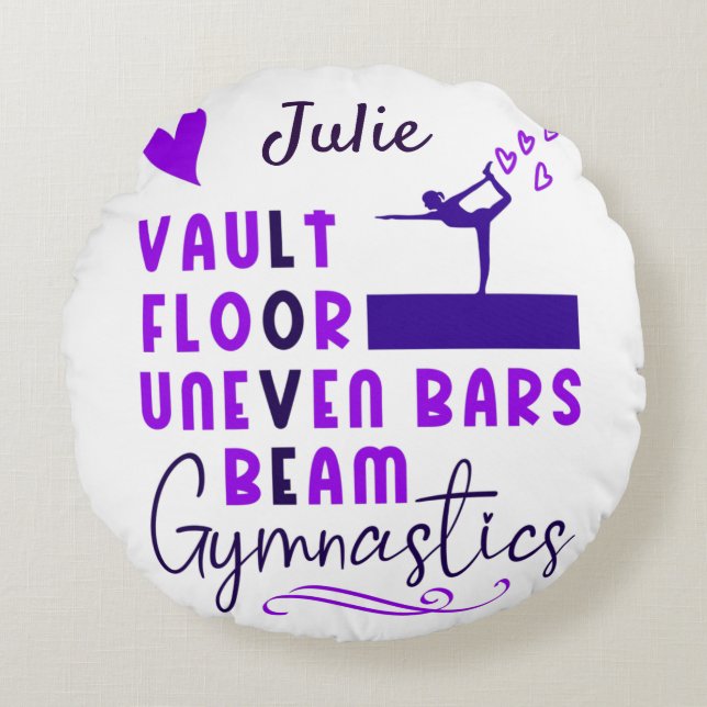 Gymnastics Kärlek Vault Golv Uneven Pub Beam Uneve Rund Kudde (Framsidan)
