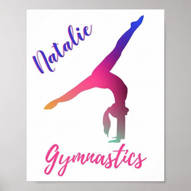 Gymnastics Kickover Rosa Lila Personlig Poster (Framsidan)
