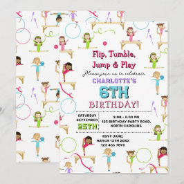 Gymnastics Kids Girl Födelsedagsfest Theme Inbjudningar