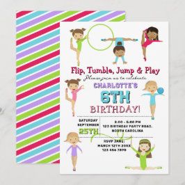 Gymnastics Kids Girl Födelsedagsfest Theme Inbjudningar