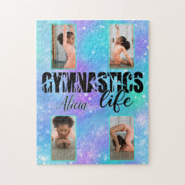 Gymnastics Life Pastel Personlig Namn & 4 Photo Pussel
