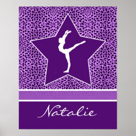 Gymnastics Lila Cheetah Print med Monogram Poster