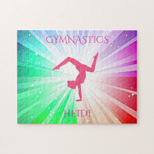 "GYMNASTICS" ljus pussel med gymnast.