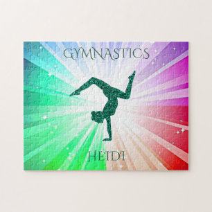 "GYMNASTICS" ljus pussel med gymnast.