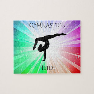"GYMNASTICS" ljus pussel med gymnast.