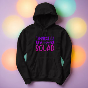 Gymnastics Mamma Squad Quote w/ Rosa and Lila Text Hoodie