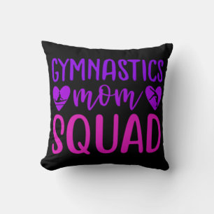 Gymnastics Mamma Squad Quote w/ Rosa and Lila Text Kudde