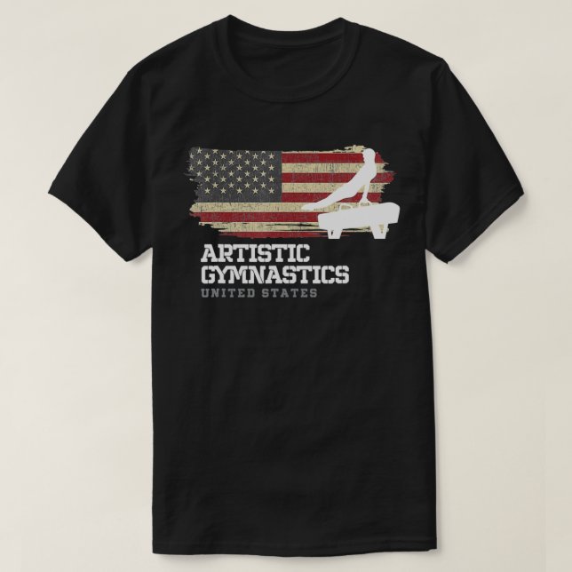 Gymnastics Manar Gymnast American Flagga Artistic  T Shirt (Design framsida)