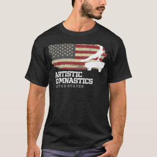 Gymnastics Manar Gymnast American Flagga Artistic T Shirt