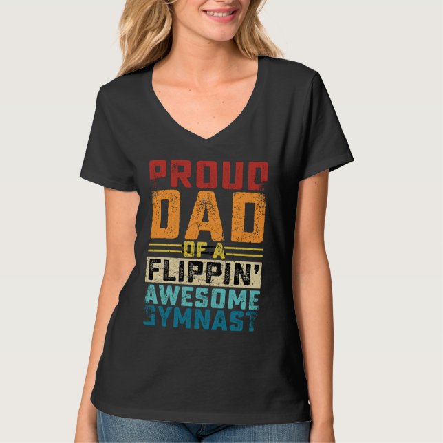 Gymnastics men Dad Of Awesome Gymnast Dance Father T Shirt (Framsida)