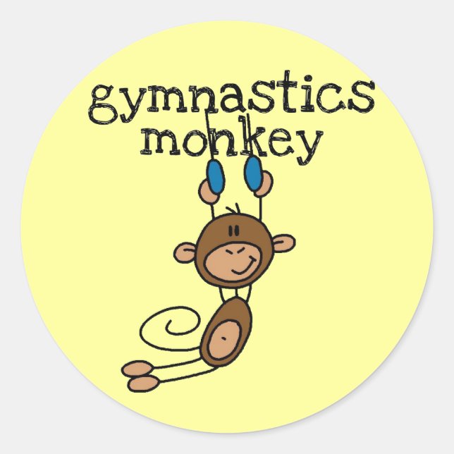 Gymnastics Monkey Runt Klistermärke (Framsida)