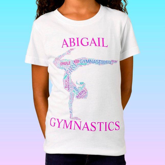 Gymnastics Ord Art Handstand Pose T-Shirt w/ Namn (Skapare uppladdad)