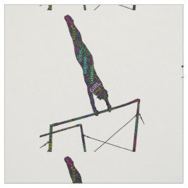 Gymnastics Ord Art on Uneven Pub Fabric Tyg