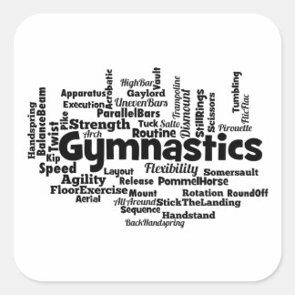 Gymnastics Ord Cloud Fyrkantigt Klistermärke
