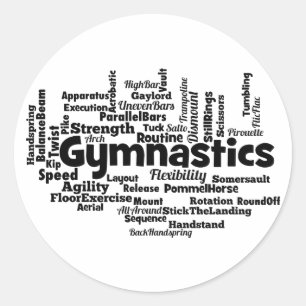 Gymnastics Ord Cloud Runt Klistermärke