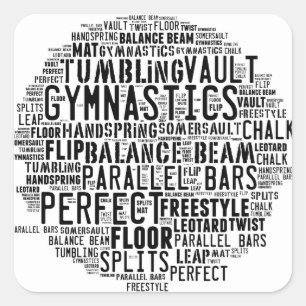 Gymnastics Ord Cloud Tumbling Fyrkantigt Klistermärke