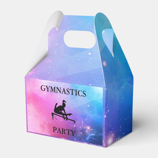 GYMNASTICS PARTY FAVOR GABLE BOXES PRESENTASKAR (Framsidan Sidan)