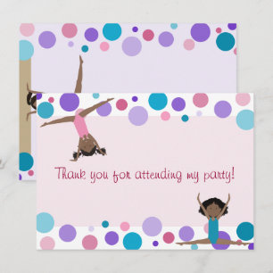 Gymnastics Party Flat Tack in Aqua and Pinks Inbjudningar