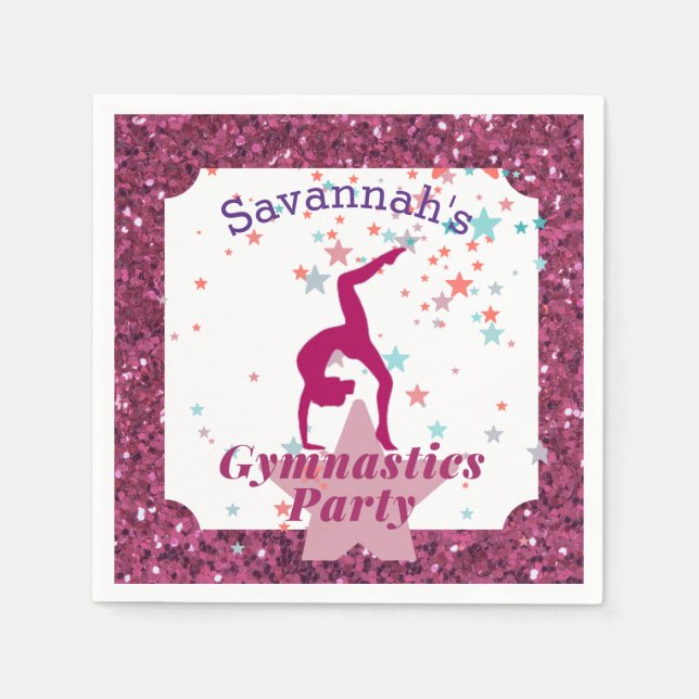 Gymnastics Party Glitter & Stars Pappersservett (Framsidan)