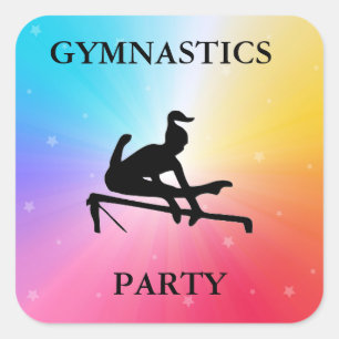GYMNASTICS PARTY SQUARE STICKERS FYRKANTIGT KLISTERMÄRKE