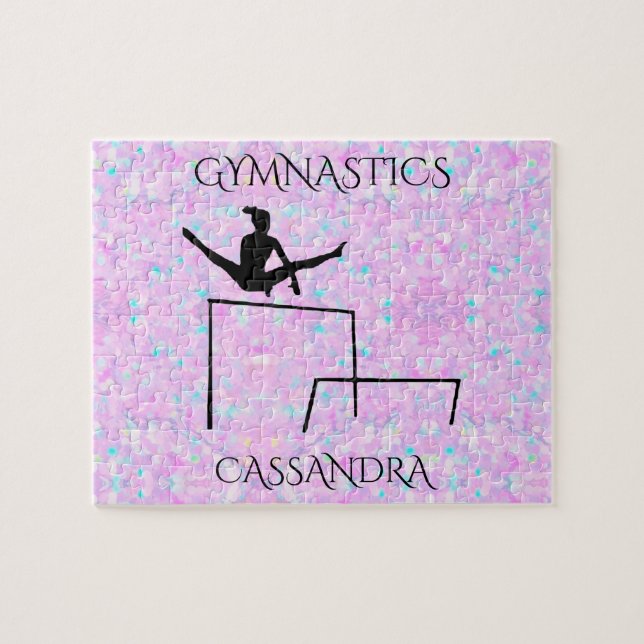 GYMNASTICS pastellpussel med personlig namn Pussel (Horisontell)