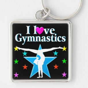 GYMNASTICS PRINCESS FYRKANTIG SILVERFÄRGAD NYCKELRING