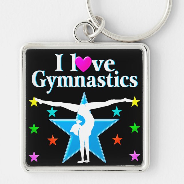 GYMNASTICS PRINCESS FYRKANTIG SILVERFÄRGAD NYCKELRING (Framsidan)