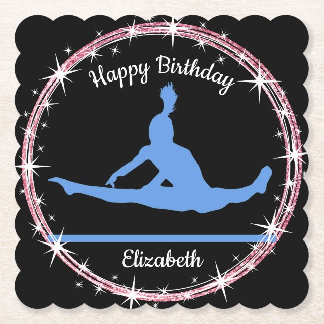 Gymnastics Pub Birthday in Blue and Black Underlägg Papper (Framsida)