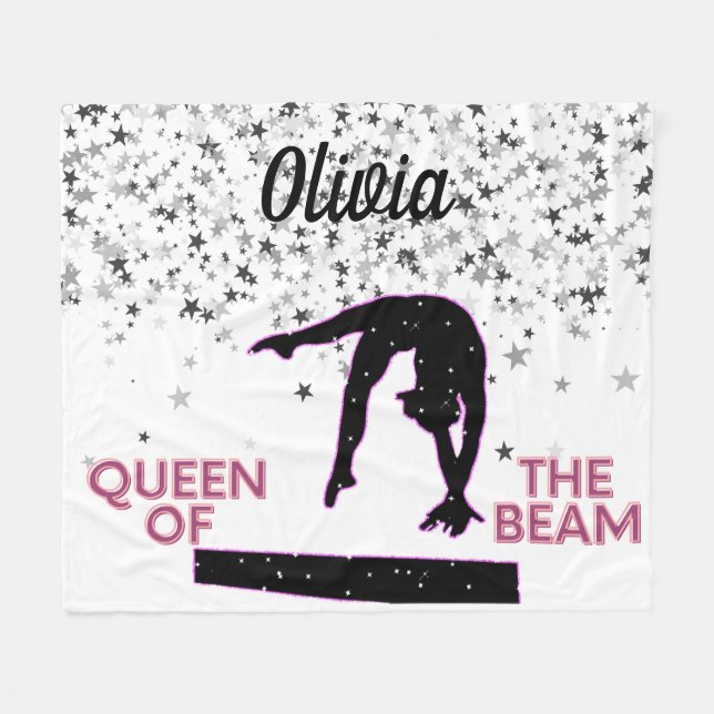 Gymnastics Queen of the Beam Silver Stars Fleecefilt (Framsidan (Horisontell))