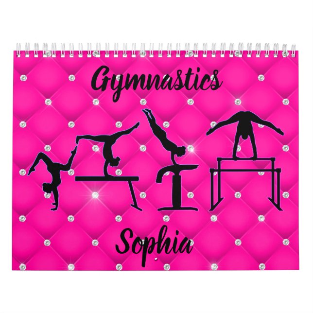 Gymnastics Quilted Shock rosa Faux Rhinestone Kalender (Omslag)