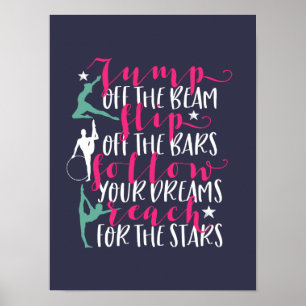 Gymnastics Quote Girl Gymnast flip av Pub Poster