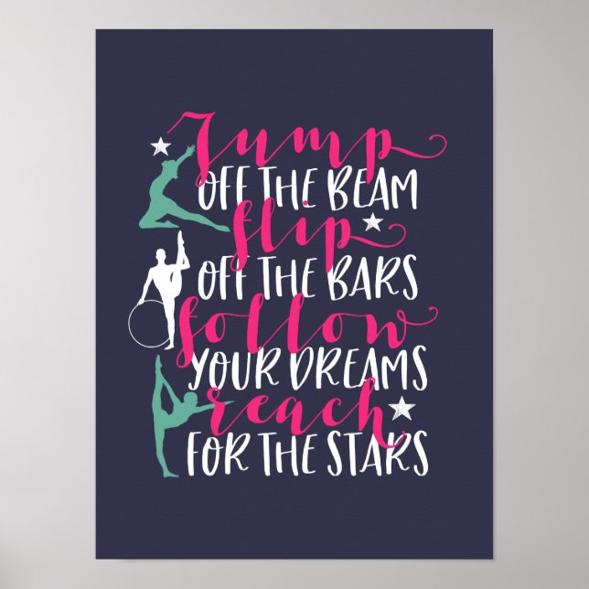 Gymnastics Quote Girl Gymnast flip av Pub Poster (Framsidan)