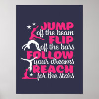 Gymnastics Quote Girl Gymnast Jump ut från bommen