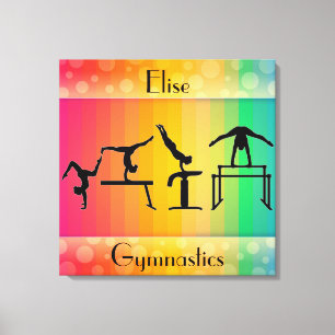 Gymnastics Rainbow w/ Girls Gymnastics Events Canvastryck