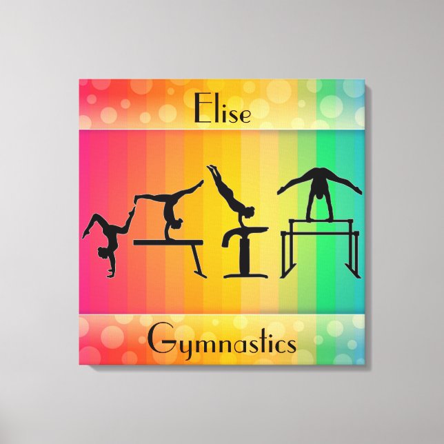Gymnastics Rainbow w/ Girls Gymnastics Events Canvastryck (Framsida)