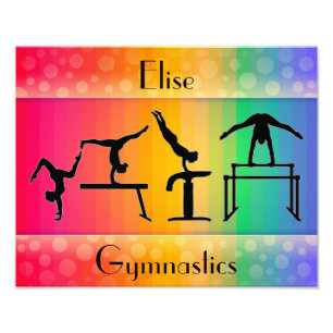 Gymnastics Rainbow w/ Girls Gymnastics Events Fototryck