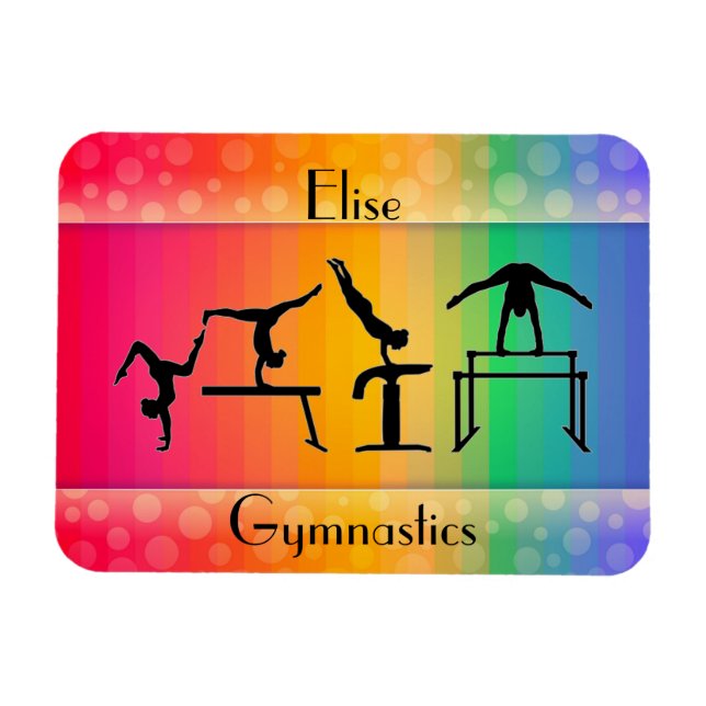 Gymnastics Rainbow w/ Girls Gymnastics Events Magnet (Horisontell)