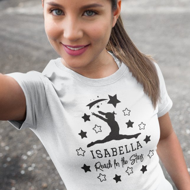 Gymnastics Reach for Stars Monogram Namn T Shirt (Skapare uppladdad)