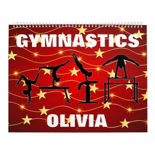 Gymnastics Red/Guld Stars Calendar Kalender (Omslag)