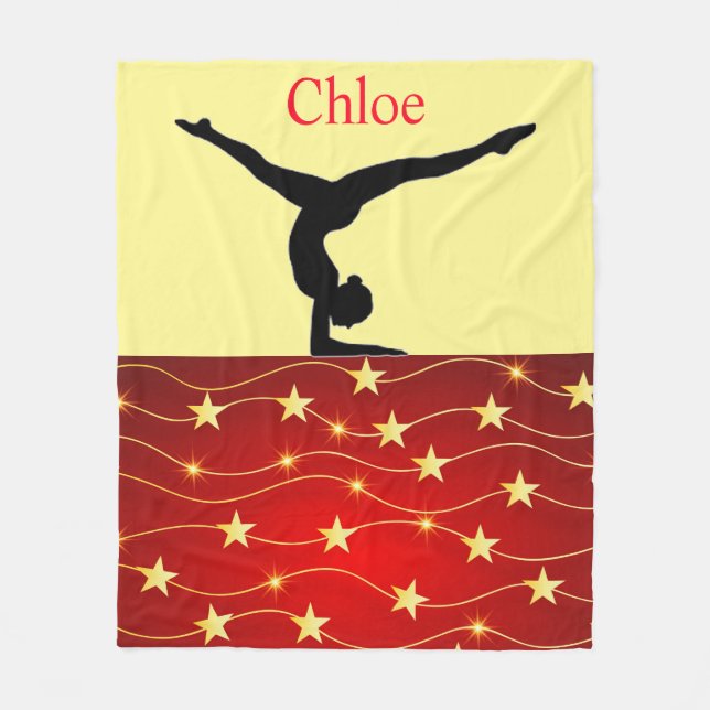 Gymnastics Red, Gult/Guld Stars Fleece Blanket (Framsidan)