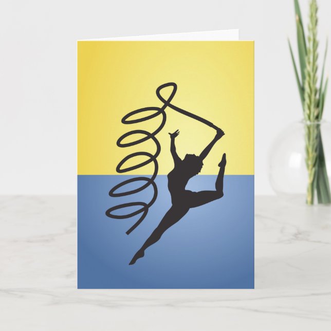 Gymnastics Ribbon Routine Greeting Cards Kort (Framsida)