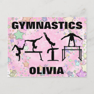 Gymnastics Rosa Gnistra Swirls and Stars Vykort
