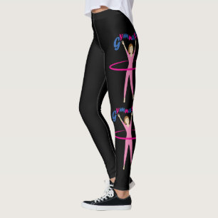 Gymnastics Rosa hula hooping girl Ditt eget namn Leggings