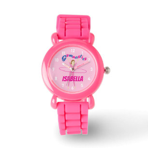 Gymnastics Rosa Hula ring-flickans anpassade namn Armbandsur