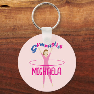 Gymnastics Rosa Hula ring-flickans anpassade namn Nyckelring