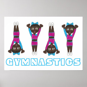 Gymnastics Rosa Leotard Tumbling Gymnast Girl Art Poster