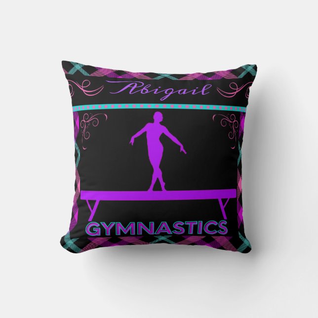 Gymnastics Rosa Lila Teal Tartan Kudde (Framsida)