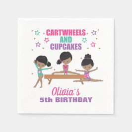 Gymnastics Rosa Lila Turkvoise Girl Birthday Nap Pappersservett