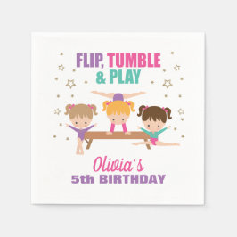 Gymnastics Rosa Lila Turkvoise Girl Birthday Pappersservett