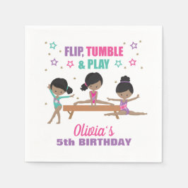 Gymnastics Rosa Lila Turkvoise Girl Birthday Pappersservett